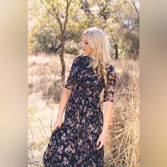 Veronica Beard floral Smocked Gabi Maxi Dress